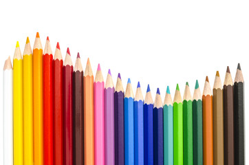 Closeup of coloured pencils