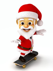 Santa riding a skate board