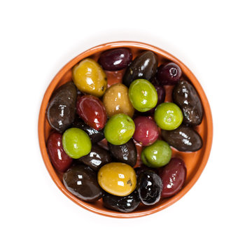 Marinated Mixed Olives In The Bowl