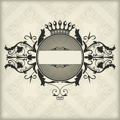 Vintage frame with crown