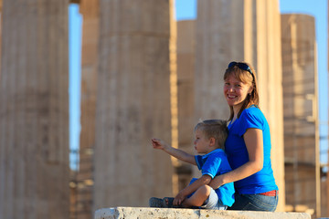 family in Acropolis,  Athens, Greece