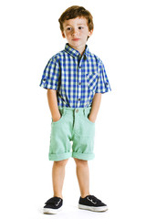 Portrait of a little boy in studio.