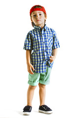 Portrait of a little boy in studio.