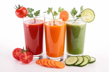 assortment of vegetable juice