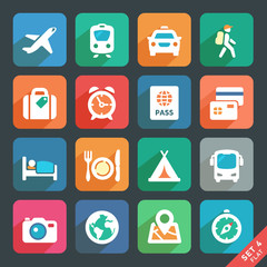 Traveling and transport Flat icons for Web and Mobile App