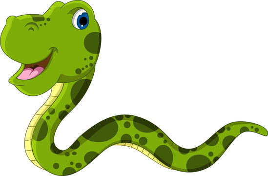 cute green snake cartoon