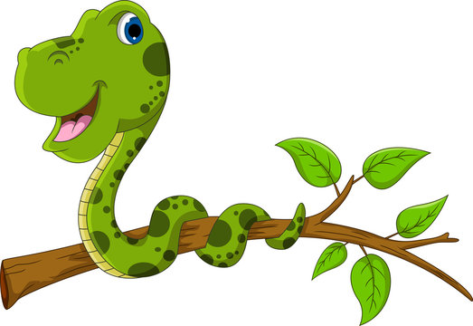 cute green snake cartoon