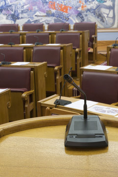 The microphone on the parliamentary speakers