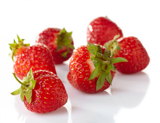 Fresh strawberries on white background