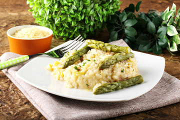Rice with fresh asparagus