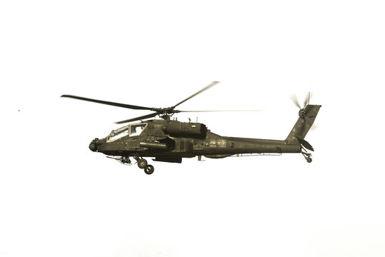 Apache Helicopter Over White