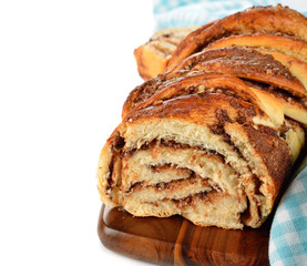 Twisted sweet bread with chocolate and nuts