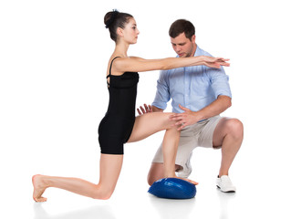 Physiotherapist treating patient