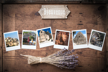 Polaroid, Fotorahmen mit Urlaubsfotos aus Südfrankreich