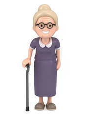 3D render of a happy old woman