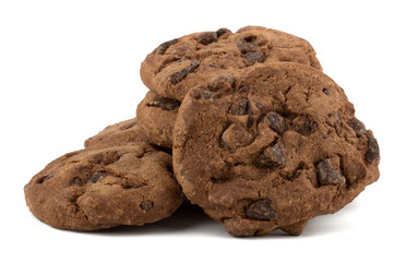 Chocolate chips cookies isolated on white background