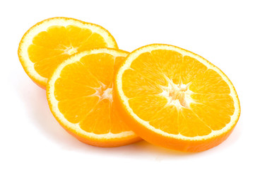 Orange fruit slice on white background
