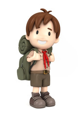 3D render of a happy girl scout