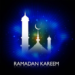 Ramadan Kareem blue background card vector