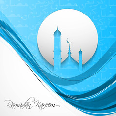 ramadan kareem card blue colorful stylish wave vector background