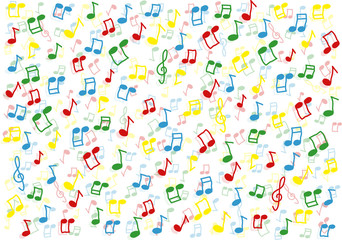 Colorful music notes background illustration