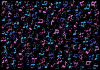 Colorful music notes background illustration