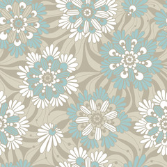 Decorative flowers. Seamless floral pattern