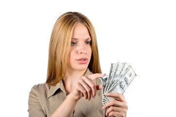 A successful woman surprised in cash