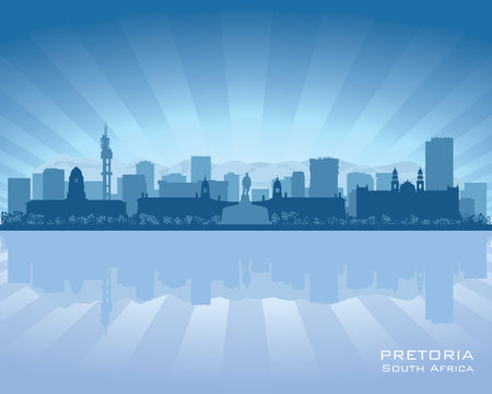 Pretoria South Africa city skyline silhouette