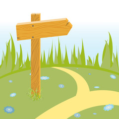 wooden arrow on the road