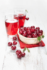 Drink with fresh cherries
