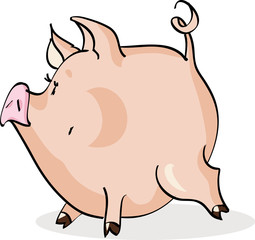 Cheerful pink pig with blue balloon