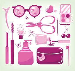 Glamour set of cosmetic tools
