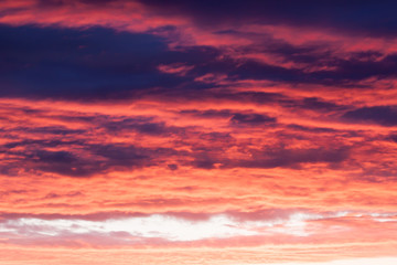 Bright stormy vibrant sunset sky
