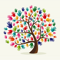 Naklejka premium Colorful solidarity hand tree