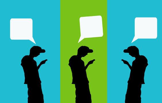 gente con globos de texto de di&aacute;logo