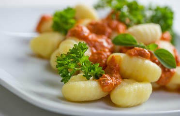 Gnocchi pasta with tomato sauce