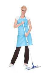 Portrait Of Woman Holding Broom