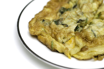 Close up of Oyster omelet fire with egg