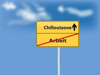 Ortsschild gelb arbeit cillout