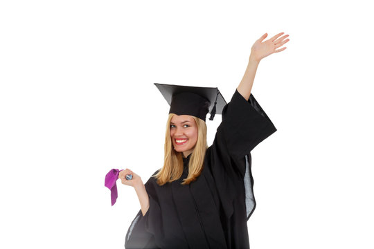 Young girl with gradution gown and chater