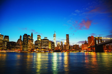 Fototapeta na wymiar New York City cityscape at sunset