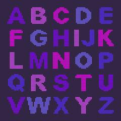 Pixel alphabet with colored letters