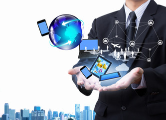 Technology in business hand