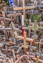 Colorful crosses at the hill of crosses