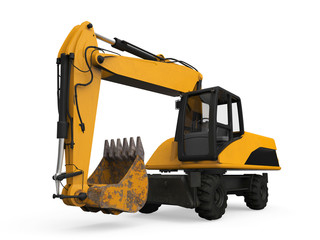 Yellow Excavator Isolated