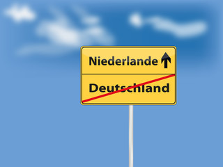 Ortsschild gelb deutschland Niederlande