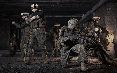 U.S. Marines took a defensive position in the building.