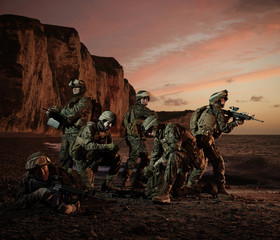 The landing of American marines in Normandy. Regrouping.