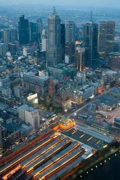 Melbourne Skyline over Flinders St Station